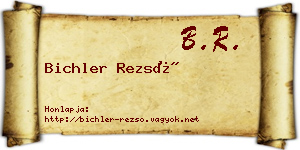 Bichler Rezső névjegykártya